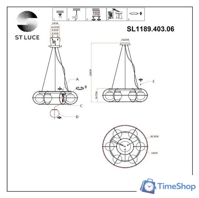 Подвесная люстра ST Luce SL1189.403.06 - Изображение №6 — Интернет-магазин Time-Shop