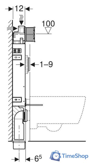 Инсталляция для унитаза Geberit Kombifix 110.300.00.5 - Изображение №4 — Интернет-магазин Time-Shop