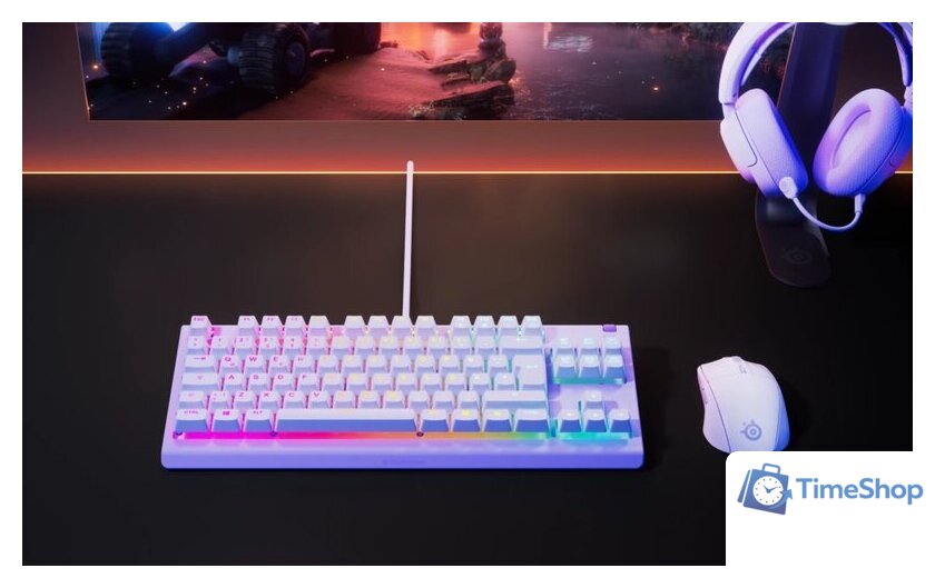 Клавиатура SteelSeries Apex 3 TKL (сиреневый, нет кириллицы) - Изображение №6 — Интернет-магазин Time-Shop