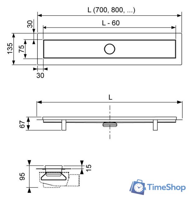 Трап/канал Tece Linus 15103090 - Изображение №2 — Интернет-магазин Time-Shop