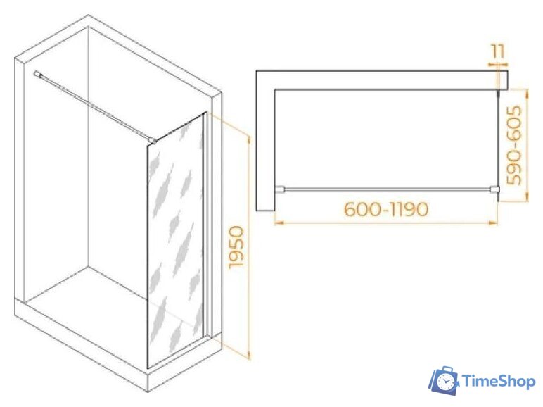 Душевая стенка RGW WA-002B 35100206-24 - Изображение №2 — Интернет-магазин Time-Shop