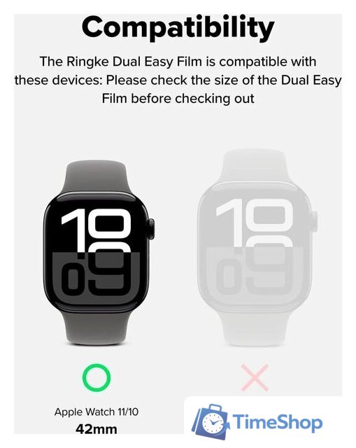 Защитная пленка Ringke Защитная Пленка Ringke Dual Easy Pro 2шт для Apple Watch 11 / 10 42 mm - Изображение №3 — Интернет-магазин Time-Shop