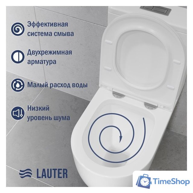 Унитаз напольный Lauter Rimless 21D2202 - Изображение №3 — Интернет-магазин Time-Shop