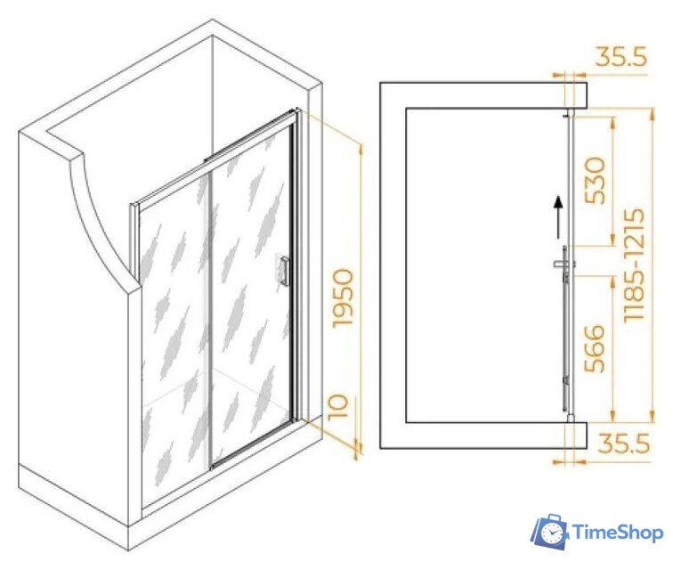 Душевая дверь RGW PA-017 R 350801712-21 - Изображение №6 — Интернет-магазин Time-Shop