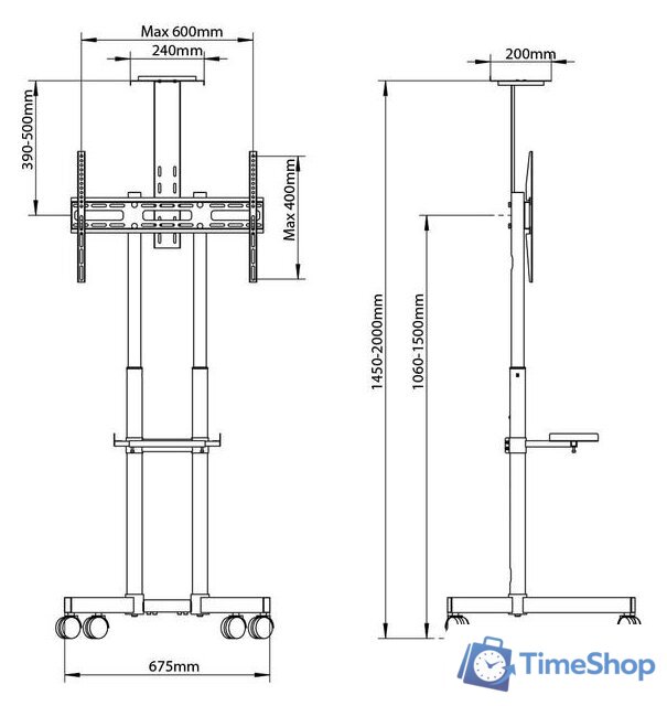 Стойка для телевизора Arm Media PT-Stand-8 (черный) - Изображение №2 — Интернет-магазин Time-Shop