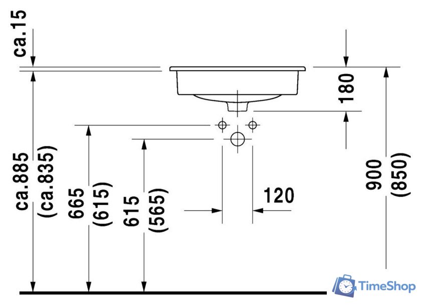 Умывальник Duravit D-Code 54.5x43.5 (0337540000) - Изображение №2 — Интернет-магазин Time-Shop