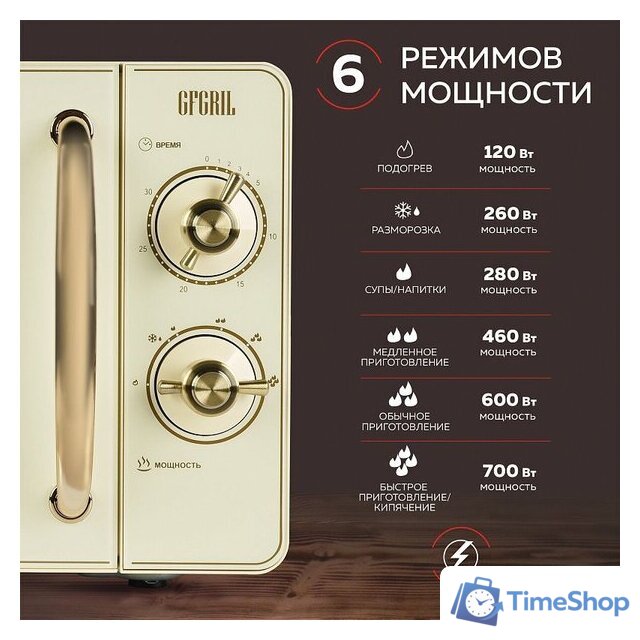 Микроволновая печь GFgril GF-MWO202 (бежевый) - Изображение №5 — Интернет-магазин Time-Shop
