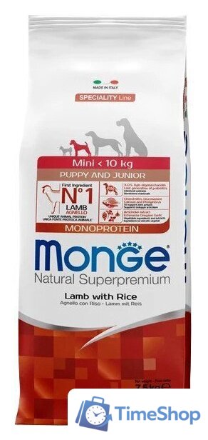 Сухой корм для собак Monge Speciality Line Monoprotein с ягненком и рисом 7.5 кг - Изображение №1 — Интернет-магазин Time-Shop