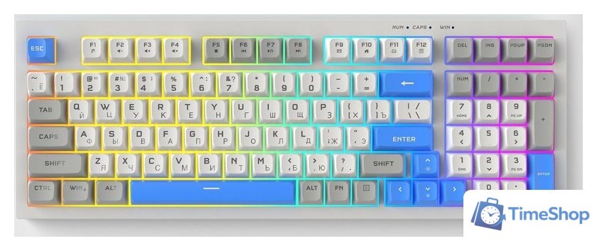 Клавиатура Ritmix RKB-598BL (серый/белый) - Изображение №3 — Интернет-магазин Time-Shop