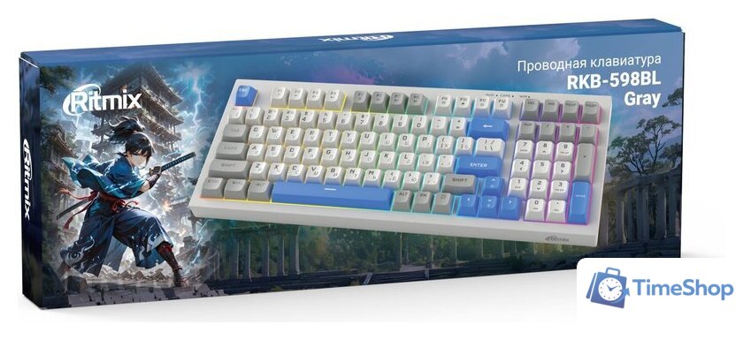 Клавиатура Ritmix RKB-598BL (серый/белый) - Изображение №4 — Интернет-магазин Time-Shop