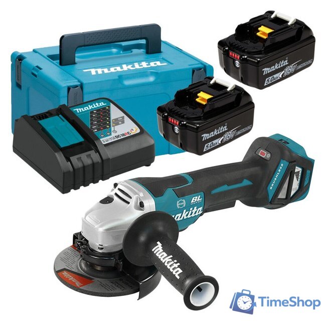 Угловая шлифмашина Makita DGA517RTJ (с 2-мя АКБ, кейс) - Изображение №1 — Интернет-магазин Time-Shop