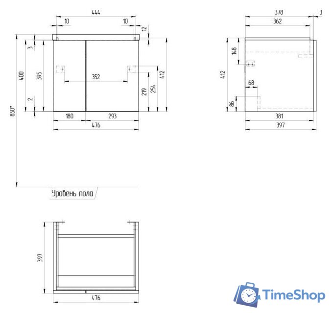  Cersanit Тумба под умывальник Colour 50 64257 - Изображение №10 — Интернет-магазин Time-Shop