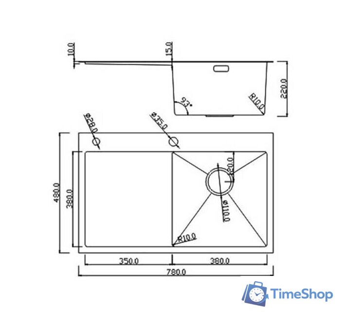 Кухонная мойка Roxen Vespa 560230-70L сатин (с коландером и дозатором) - Изображение №15 — Интернет-магазин Time-Shop