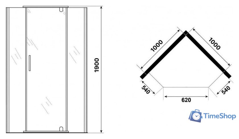 Душевой уголок Niagara Eco NG-1010-14DT 100x100x190 (черный/стекло тонированное) - Изображение №5 — Интернет-магазин Time-Shop