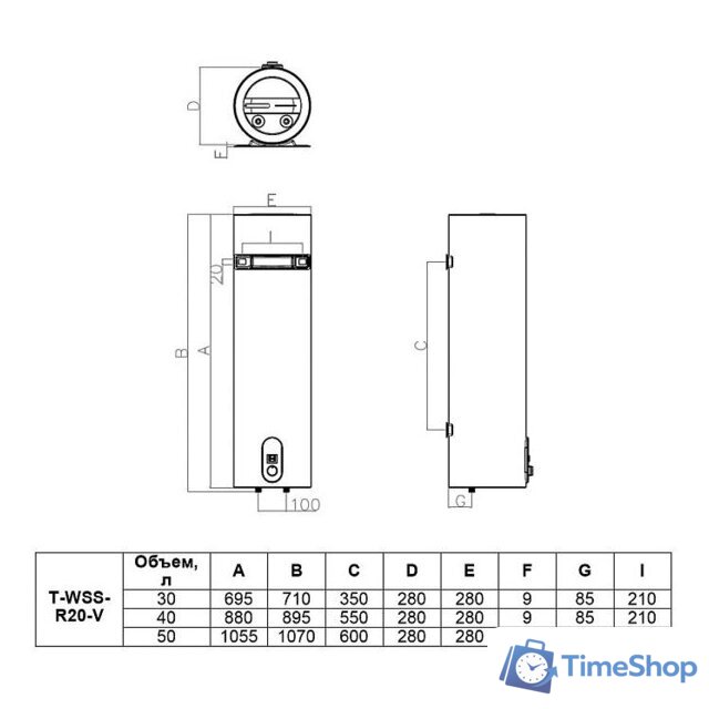 Накопительный электрический водонагреватель Timberk Fiji T-WSS30-R20-V - Изображение №3 — Интернет-магазин Time-Shop
