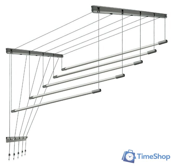 Сушилка для белья Comfort Alumin Group Потолочная 5 прутьев Silver Style 200 см (алюминий) - Изображение №1 — Интернет-магазин Time-Shop