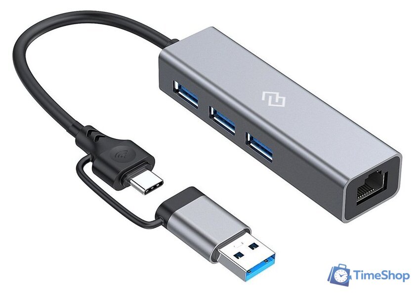 USB-хаб Digma DHUB-LAN-4port - Изображение №1 — Интернет-магазин Time-Shop