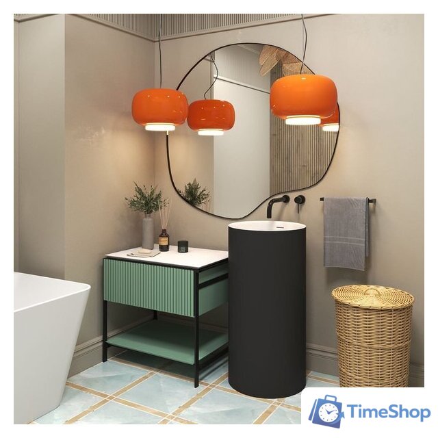 Умывальник Wellsee Chalice Perfection 230613000 (отдельностоящий, без отверстия под смеситель, матовый черный/глянцевый белый) - Изображение №7 — Интернет-магазин Time-Shop