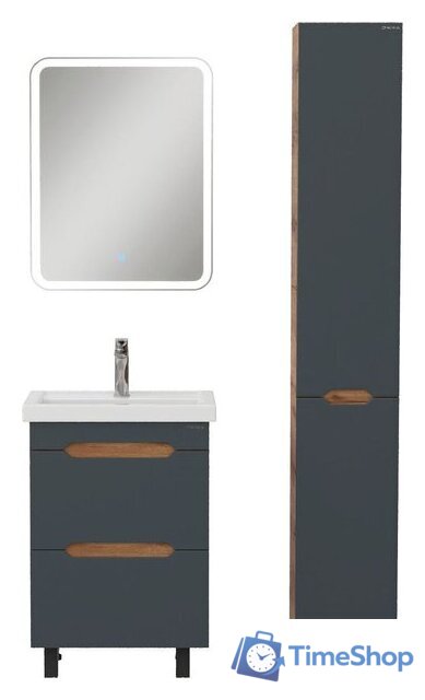  Onika Шкаф-пенал для ванной Айленд 30 403084 (графит/дуб крафт золотой) - Изображение №6 — Интернет-магазин Time-Shop