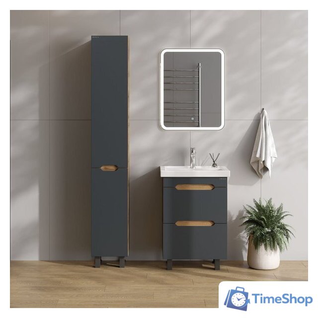  Onika Шкаф-пенал для ванной Айленд 30 403084 (графит/дуб крафт золотой) - Изображение №10 — Интернет-магазин Time-Shop