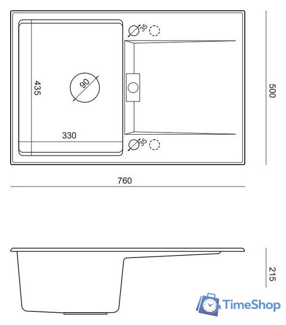 Кухонная мойка Quadron HQO7650U5_PVDG1 - Изображение №3 — Интернет-магазин Time-Shop