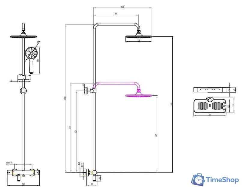 Душевая система  Lemark Yeti LM7010C - Изображение №2 — Интернет-магазин Time-Shop