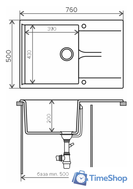 Кухонная мойка Polygran Gals 760 (черный 16) - Изображение №2 — Интернет-магазин Time-Shop