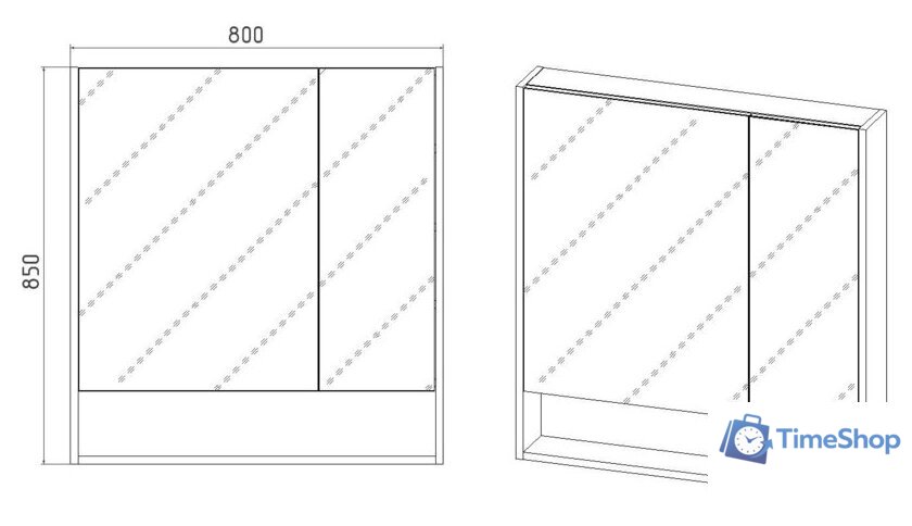  Viant Шкаф с зеркалом Мальта 80 VMAL80BEL-ZSH - Изображение №3 — Интернет-магазин Time-Shop