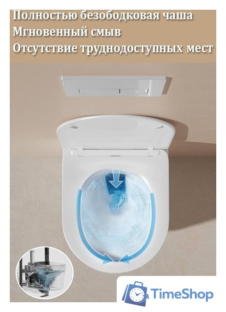 Унитаз подвесной Roxen Simple Compact в комплекте с инсталляцией StounFix Dual Fresh 6 в 1 916803 (кнопка: белый глянец) - Изображение №18 — Интернет-магазин Time-Shop