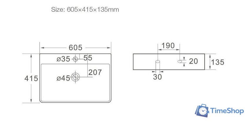 Умывальник SantiLine SL-1003MB - Изображение №2 — Интернет-магазин Time-Shop