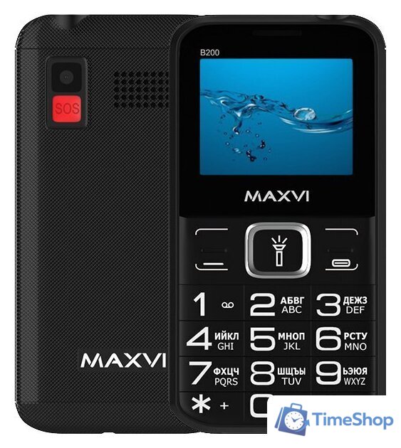 Кнопочный телефон Maxvi B200 (черный) - Изображение №1 — Интернет-магазин Time-Shop