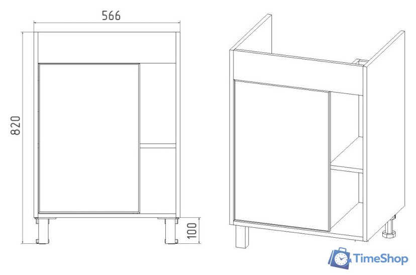  Viant Тумба под умывальник Бостон Como 60 VBOS60COG-T1ST - Изображение №2 — Интернет-магазин Time-Shop