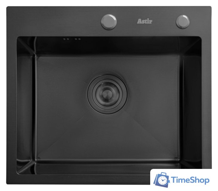 Кухонная мойка Astir PVD Black 50x44B (с сифоном, дозатором и коландером) - Изображение №1 — Интернет-магазин Time-Shop