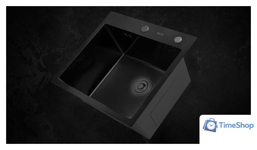 Кухонная мойка Astir PVD Black 50x44B (с сифоном, дозатором и коландером) - Изображение №9 — Интернет-магазин Time-Shop