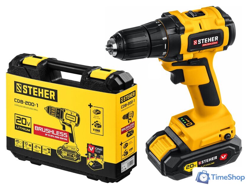 Дрель-шуруповерт Steher CDB-200-1 (с 1-им АКБ, кейс) - Изображение №1 — Интернет-магазин Time-Shop