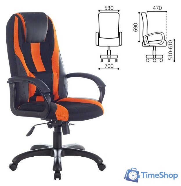 Игровое (геймерское) кресло Brabix Premium Rapid GM-102 532420 (черный/оранжевый) - Изображение №2 — Интернет-магазин Time-Shop