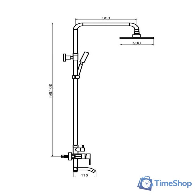 Душевая система  РМС SUS124-009DK-1 - Изображение №3 — Интернет-магазин Time-Shop