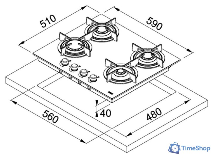 Варочная панель Franke FHCR 604 4G HE BK C - Изображение №2 — Интернет-магазин Time-Shop