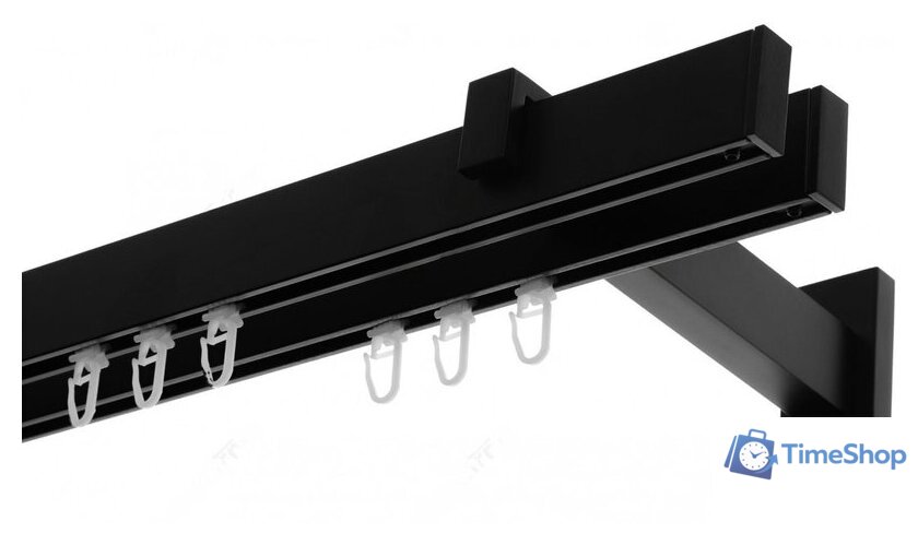 Карниз для штор Lm Decor Флэт Лайн Изи двойной (черный матовый, 3.2м) - Изображение №1 — Интернет-магазин Time-Shop