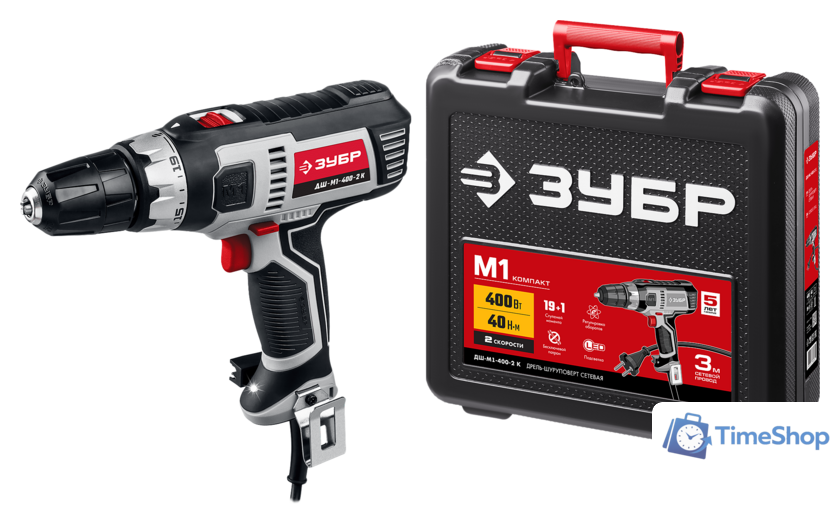 Дрель-шуруповерт Зубр ДШ-М1-400-2 К - Изображение №1 — Интернет-магазин Time-Shop