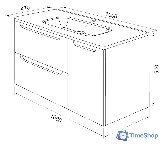  IDDIS Тумба с умывальником Edifice 100 EDI10W1i95K (белый) - Изображение №8 — Интернет-магазин Time-Shop