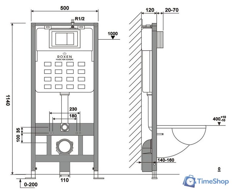 Инсталляция для унитаза Roxen StounFix Dual Fresh 830081 - Изображение №12 — Интернет-магазин Time-Shop