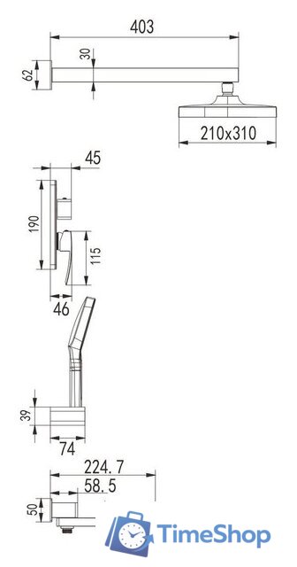 Душевая система  Rose R1535F - Изображение №2 — Интернет-магазин Time-Shop