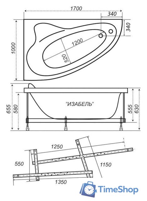 Ванна Triton Изабель 170x100L (с каркасом) - Изображение №7 — Интернет-магазин Time-Shop