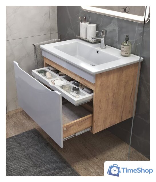  Vigo Тумба под умывальник Grani 750-0-1 Оскар подвесная (дуб золотой) - Изображение №4 — Интернет-магазин Time-Shop