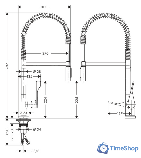 Смеситель Axor Citterio 39840800 (сталь) - Изображение №2 — Интернет-магазин Time-Shop