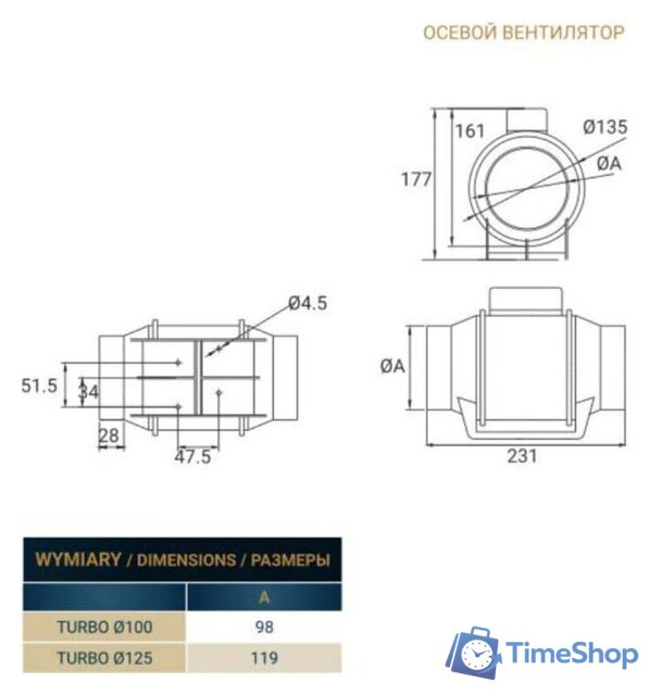 Осевой вентилятор Dospel Turbo 100 - Изображение №5 — Интернет-магазин Time-Shop