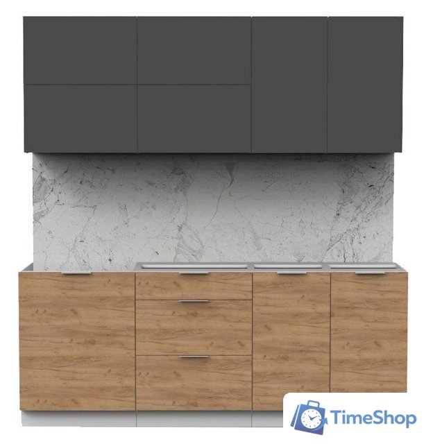 Готовая кухня Интермебель Микс Топ-35 2.0м без столешницы (графит серый/дуб крафт золотой) - Изображение №1 — Интернет-магазин Time-Shop