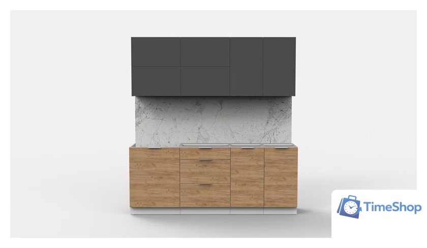 Готовая кухня Интермебель Микс Топ-35 2.0м без столешницы (графит серый/дуб крафт золотой) - Изображение №2 — Интернет-магазин Time-Shop