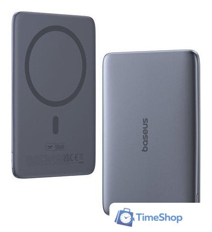 Внешний аккумулятор Baseus PicoGo AM41 Ultra-Slim Magnetic Power Bank 5000mAh (серый) - Изображение №3 — Интернет-магазин Time-Shop